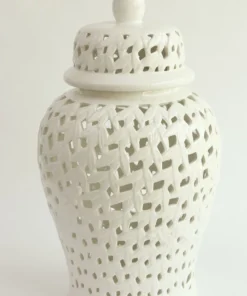 Inspire Me! Home Decor White Leaf Pattern Ginger Jar (2 Sizes) 17 Inspire Me! Home Decor White Leaf Pattern Ginger Jar (2 Sizes)