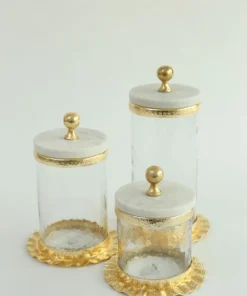Inspire Me! Home Decor Gold Ripple Canister W/ Marble Lid (3 Sizes)