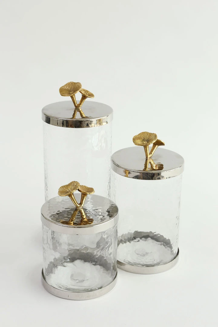 Inspire Me! Home Decor Silver And Gold Flower Top Canister (3 Sizes) 5 Inspire Me! Home Decor Silver And Gold Flower Top Canister (3 Sizes)