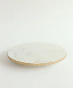 Inspire Me! Home Decor White Marble Round Lazy Susan W/ Gold Textured Edge 11 Inspire Me! Home Decor White Marble Round Lazy Susan W/ Gold Textured Edge