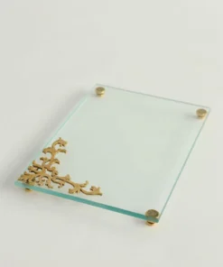 Inspire Me! Home Decor Glass Tray W/ Gold Corner Detail