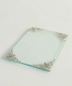 Inspire Me! Home Decor Glass Tray W/ Silver Corner Details And Swarovski Crystals 9 Inspire Me! Home Decor Glass Tray W/ Silver Corner Details And Swarovski Crystals