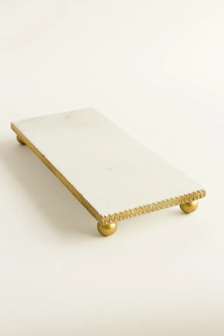 Inspire Me! Home Decor White Marble Tray W/ Gold Textured Edge (2 Size) 11 Inspire Me! Home Decor White Marble Tray W/ Gold Textured Edge (2 Size)