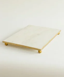 Inspire Me! Home Decor White Marble Tray W/ Gold Textured Edge (2 Size) 21 Inspire Me! Home Decor White Marble Tray W/ Gold Textured Edge (2 Size)