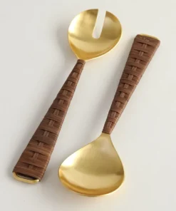 Inspire Me! Home Decor Gold Servers W/ Rattan Handle