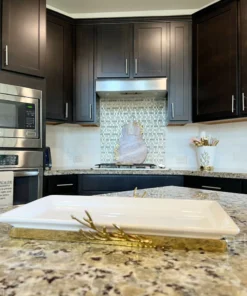 Inspire Me! Home Decor White Ceramic Tray With Gold Textured Design & Base " From Pops Of Color Home Collection"