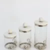 Inspire Me! Home Decor Gold Or Silver Metal Floral Glass Canisters With Marble Lid-With Metal Rim (3 Sizes) (2 Colors)