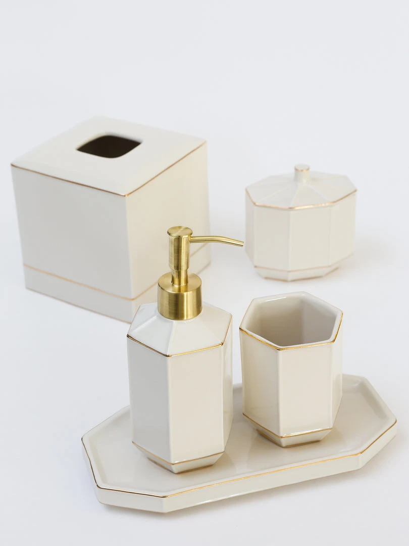 Inspire Me! Home Decor Geometric White Bath Collection (5 Items) 3 Inspire Me! Home Decor Geometric White Bath Collection (5 Items)