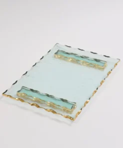 Inspire Me! Home Decor Glass Tray With Hammered Gold Edge