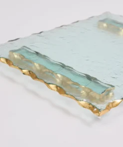 Inspire Me! Home Decor Glass Tray With Hammered Gold Edge