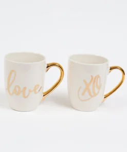 Inspire Me! Home Decor White Mug With Gold Handle (2 Styles)