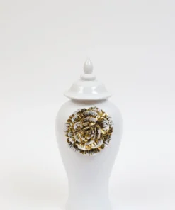 Inspire Me! Home Decor White Ginger Jar With Large Gold Flower Detail (3 Sizes) 20 Inspire Me! Home Decor White Ginger Jar With Large Gold Flower Detail (3 Sizes)