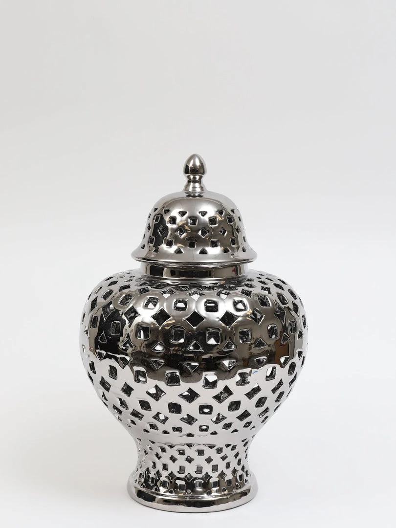 Inspire Me! Home Decor Silver Pierced Patterned Ginger Jar Pierced (2 Sizes) 7 Inspire Me! Home Decor Silver Pierced Patterned Ginger Jar Pierced (2 Sizes)