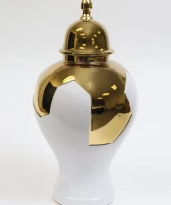 Inspire Me! Home Decor Gold Geometric White And Gold Ginger Jar (3 Sizes) 18 Inspire Me! Home Decor Gold Geometric White And Gold Ginger Jar (3 Sizes)