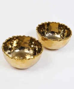 Inspire Me! Home Decor Set Of 2 Gold Hammered Snack Bowls