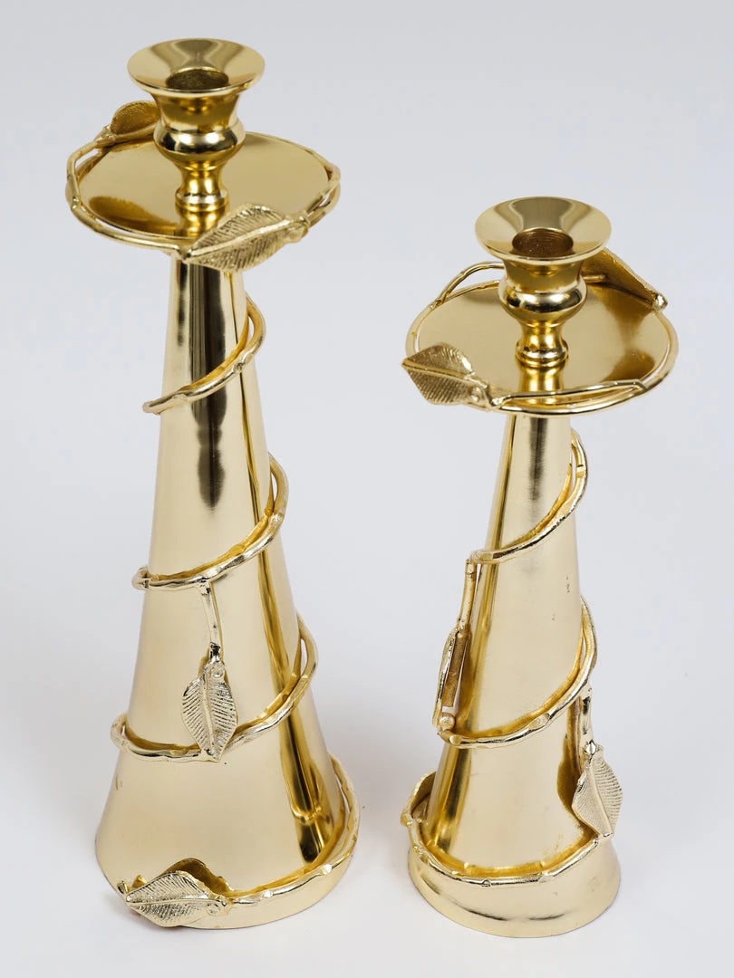 Inspire Me! Home Decor Gold Candle Holder Leaf Design (2 Sizes) 4 Inspire Me! Home Decor Gold Candle Holder Leaf Design (2 Sizes)