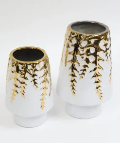 Inspire Me! Home Decor White Ceramic Vase With Gold Vine Design (3 Sizes) 12 Inspire Me! Home Decor White Ceramic Vase With Gold Vine Design (3 Sizes)