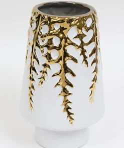 Inspire Me! Home Decor White Ceramic Vase With Gold Vine Design (3 Sizes) 15 Inspire Me! Home Decor White Ceramic Vase With Gold Vine Design (3 Sizes)