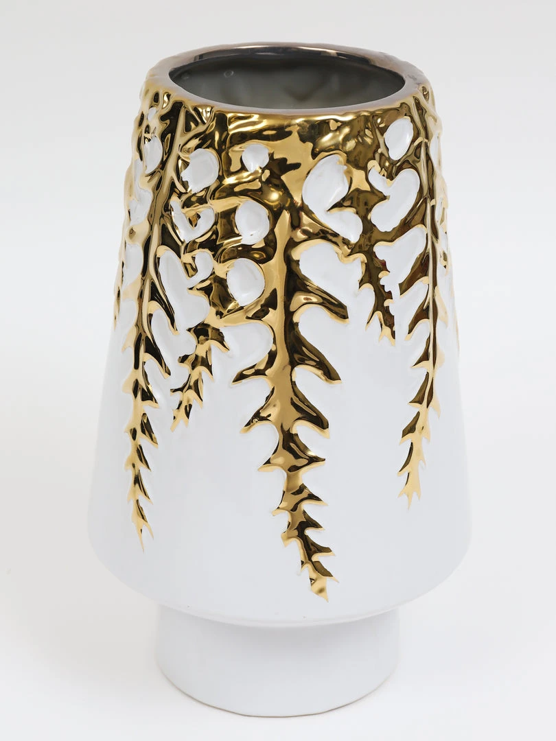 Inspire Me! Home Decor White Ceramic Vase With Gold Vine Design (3 Sizes) 8 Inspire Me! Home Decor White Ceramic Vase With Gold Vine Design (3 Sizes)