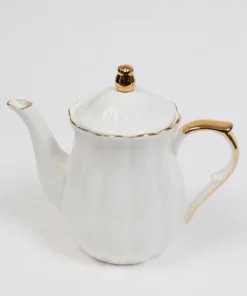 Inspire Me! Home Decor White & Gold Scallop Tea Pot