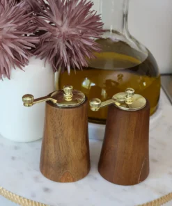 Inspire Me! Home Decor Modern Wood Salt And Pepper Mills With Gold Handles