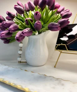 Inspire Me! Home Decor White Ceramic Pitcher With White And Gold Handle