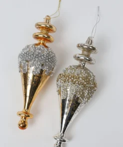 Inspire Me! Home Decor Gold Metallic Glass Finial Ornament (2 Colors)