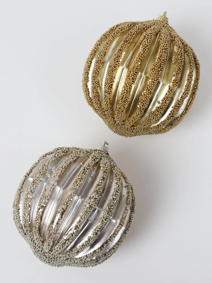 Inspire Me! Home Decor Gold Ribbed Orb Ornaments (2 Colors) 4 Inspire Me! Home Decor Gold Ribbed Orb Ornaments (2 Colors)