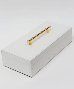 Inspire Me! Home Decor White Faux Leather Lidded Box With Gold Handle 14 Inspire Me! Home Decor White Faux Leather Lidded Box With Gold Handle