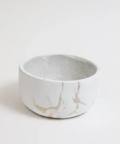 Inspire Me! Home Decor White Marble Design Bowl/Vase (2 Sizes)