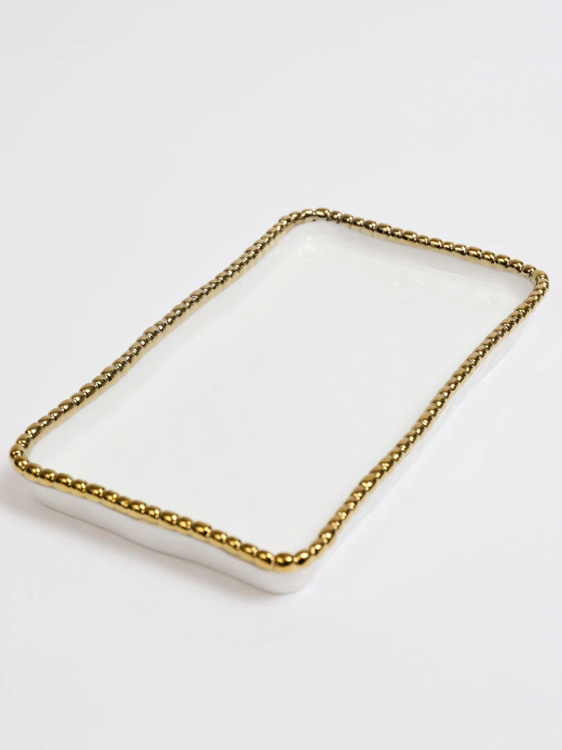 Inspire Me! Home Decor White & Gold Beaded Vanity Collection (3 Items) Each Sold Individually 8 Inspire Me! Home Decor White & Gold Beaded Vanity Collection (3 Items) Each Sold Individually