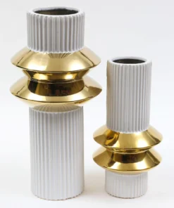 Inspire Me! Home Decor White Linear Vase With Gold Center Rim Detail (2 Sizes)