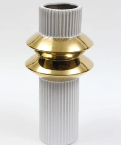 Inspire Me! Home Decor White Linear Vase With Gold Center Rim Detail (2 Sizes)