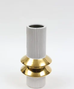 Inspire Me! Home Decor White Linear Vase With Gold Center Rim Detail (2 Sizes)