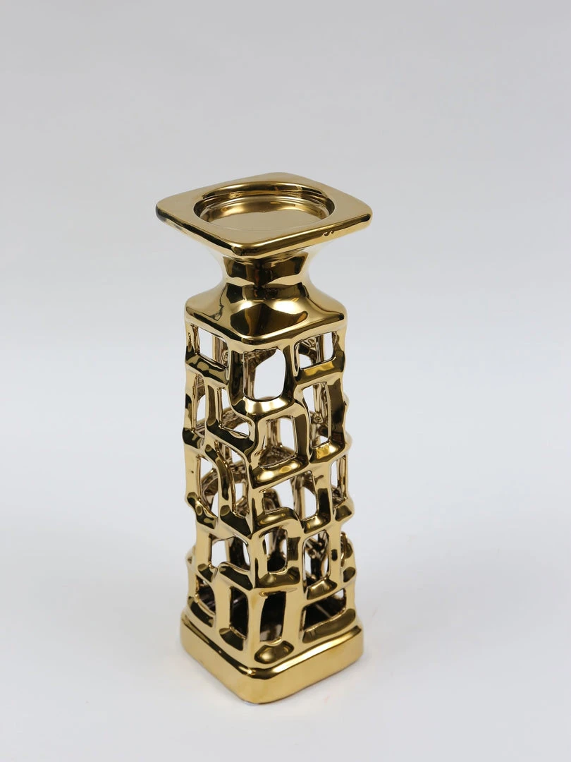 Inspire Me! Home Decor Gold Candle Holder With Dimensional Cut Out Design (2 Sizes) 5 Inspire Me! Home Decor Gold Candle Holder With Dimensional Cut Out Design (2 Sizes)