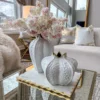 Inspire Me! Home Decor White Pomegranate Vase With Gold Trim (2 Sizes) 2 Inspire Me! Home Decor White Pomegranate Vase With Gold Trim (2 Sizes)