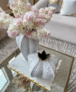 Inspire Me! Home Decor White Pomegranate Vase With Gold Trim (2 Sizes)
