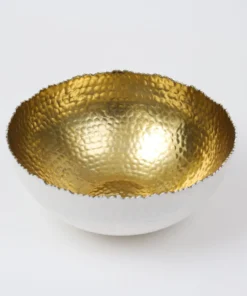 Inspire Me! Home Decor White And Gold Salad Bowl