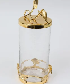 Inspire Me! Home Decor Hammered Glass Canister With Gold Leaf Lid (3 Sizes)