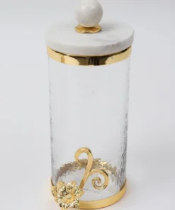 Inspire Me! Home Decor Glass Canister With Gold Detail And Marble Lid (3 Sizes)