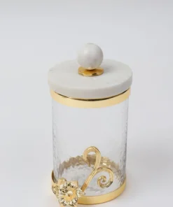 Inspire Me! Home Decor Glass Canister With Gold Detail And Marble Lid (3 Sizes)