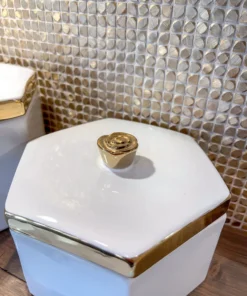 Inspire Me! Home Decor White And Gold Ceramic Jars With Lids (3 Sizes) 13 Inspire Me! Home Decor White And Gold Ceramic Jars With Lids (3 Sizes)