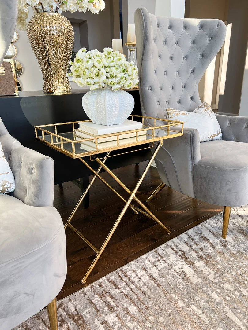 Inspire Me! Home Decor Gold Tray Side Table With Mirrored Top 3 Inspire Me! Home Decor Gold Tray Side Table With Mirrored Top