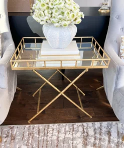 Inspire Me! Home Decor Gold Tray Side Table With Mirrored Top 6 Inspire Me! Home Decor Gold Tray Side Table With Mirrored Top