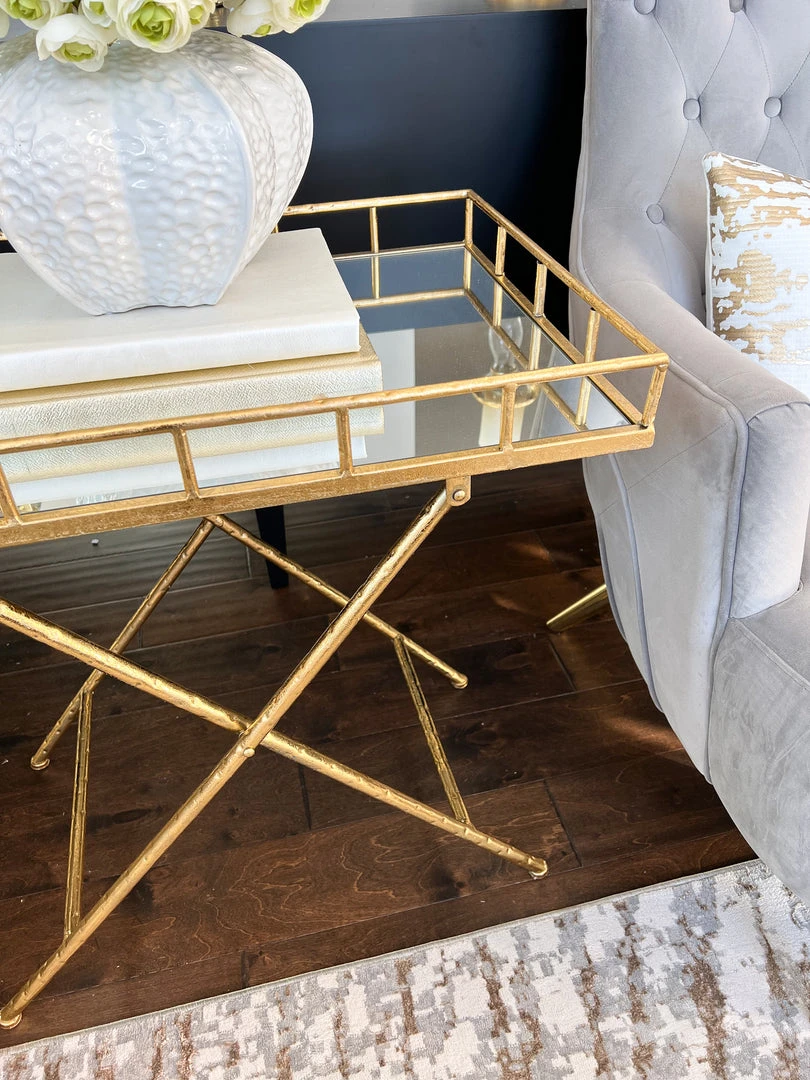 Inspire Me! Home Decor Gold Tray Side Table With Mirrored Top 5 Inspire Me! Home Decor Gold Tray Side Table With Mirrored Top