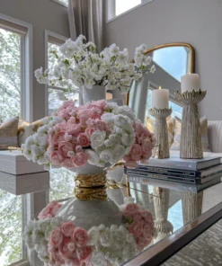 Inspire Me! Home Decor White Ceramic Bowl With Elegant Gold Detail