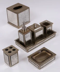 Inspire Me! Home Decor Antique Mirror Patterned Bath Collection (7 Items) Silver