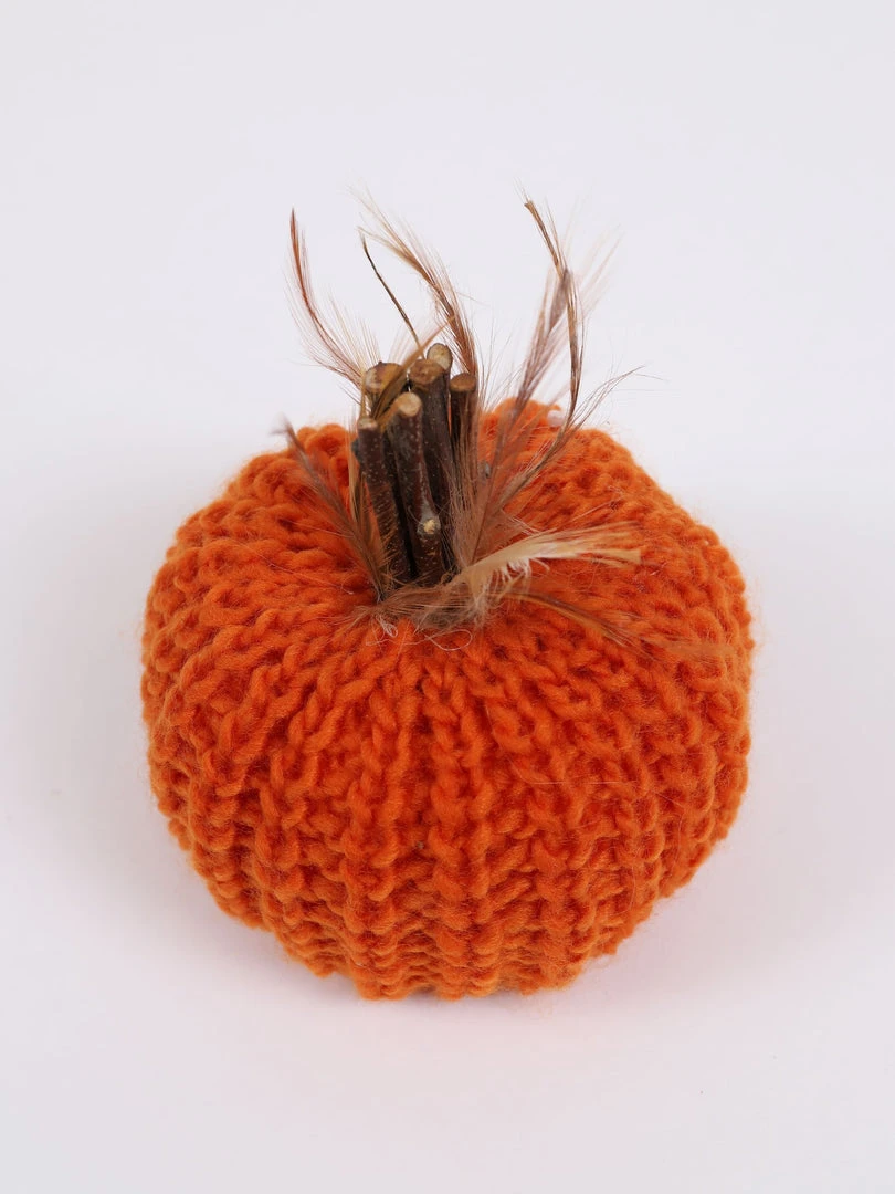 Inspire Me! Home Decor SEASONAL Orange Crochet Pumpkin With Feathers And Wood Stem 4 Inspire Me! Home Decor SEASONAL Orange Crochet Pumpkin With Feathers And Wood Stem