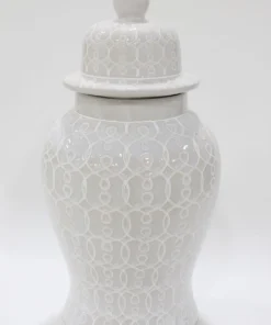 Inspire Me! Home Decor Oversized White Patterned Ginger Jar