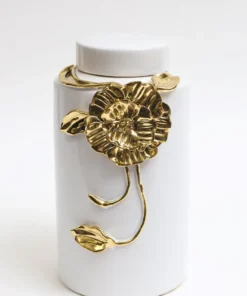 Inspire Me! Home Decor White Ceramic Jar With Gold Floral Design (3 Sizes) 13 Inspire Me! Home Decor White Ceramic Jar With Gold Floral Design (3 Sizes)